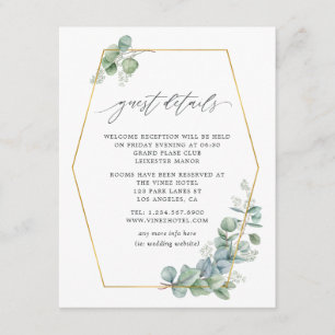 Woodland Forest Eucalyptus Wedding Guest Details Enclosure Card