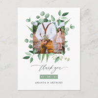 Woodland Forest Eucalyptus Wedding Thank You