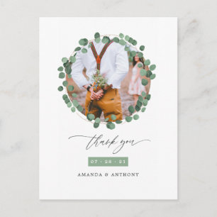 Woodland Forest Eucalyptus Wedding Thank You Postcard