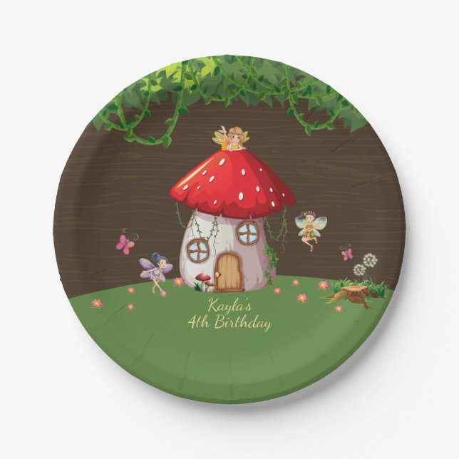 Woodland Forest, Fairy Birthday Paper Plate (Front)