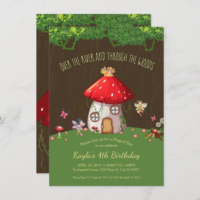 Woodland Forest, Fairy Invitations (Front/Back)