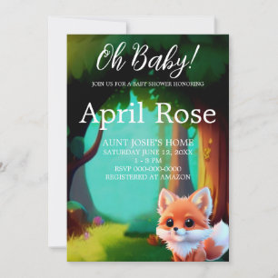 Woodland forest friends cute baby fox invitation