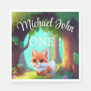 Woodland forest friends cute baby fox napkin