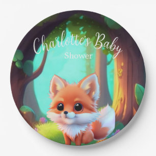 Woodland forest friends cute baby fox paper plate