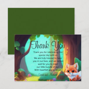 Woodland forest friends cute baby fox thank you card