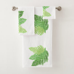 Woodland forest green ferns forest ferns leaves bath towel set