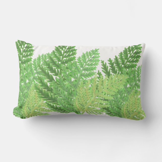 Woodland forest green ferns forest ferns lumbar cushion (Front)