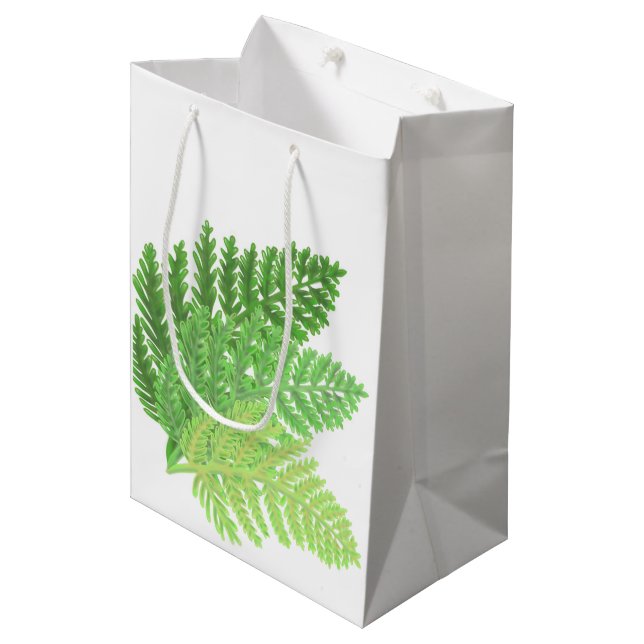 Woodland forest green ferns forest ferns medium gift bag (Front Angled)