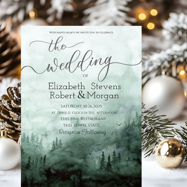 Woodland,Forest Green Wedding Invitation (Creator Uploaded)