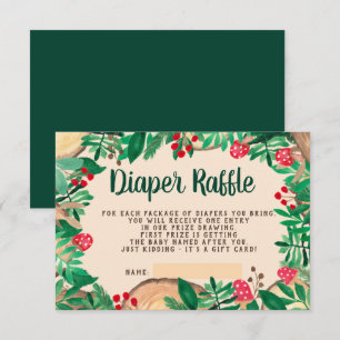 woodland forest green wood diaper raffle shower enclosure card