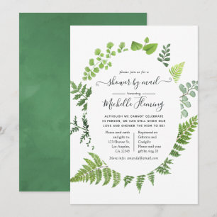 Woodland Forest Greenery Baby Shower by Mail Invitation