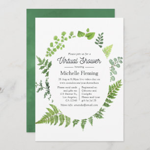 Woodland Forest Greenery Virtual Baby Shower Invitation