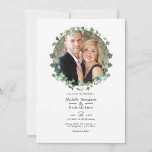 Woodland Forest Greenery Wedding Photo Invitation