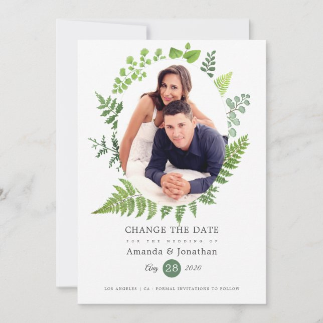 Woodland Forest Greenery Wedding postponement Save The Date (Front)
