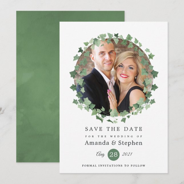 Woodland Forest Greenery Wedding Save The Date (Front/Back)