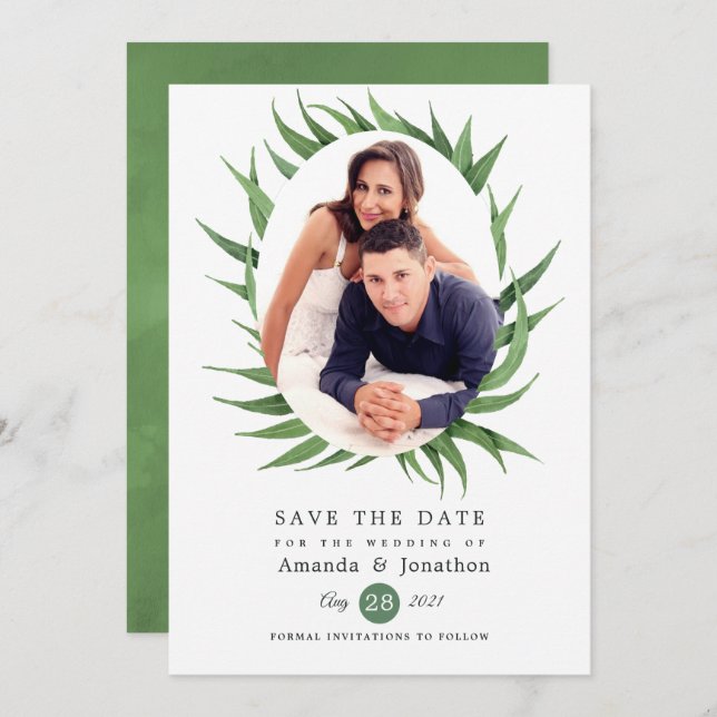 Woodland Forest Greenery Wedding Save The Date (Front/Back)