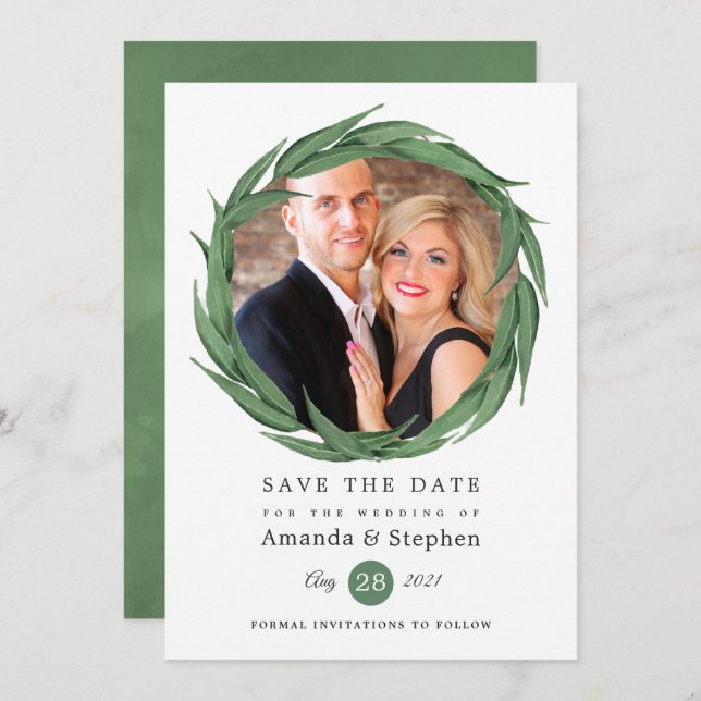 Woodland Forest Greenery Wedding Save The Date (Front/Back)