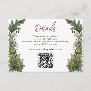 Woodland Forest Greenery Wedding Website QR Code Enclosure Card