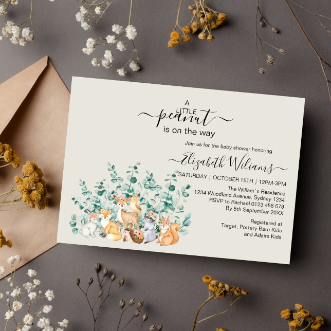 Woodland Forest Greenery Wild Animals Baby Shower Invitation (Creator Uploaded)