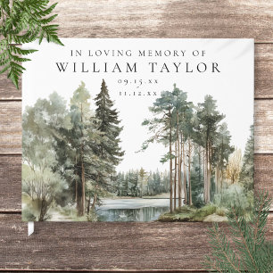 Woodland Forest Lake In Loving Memory Funeral Guest Book