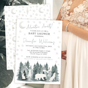 Woodland forest landscape baby shower invitation