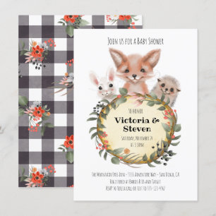 Woodland Forest Log Baby Shower Watercolor Invitation