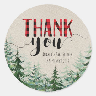 Woodland Forest Lumberjack Thank You Sticker