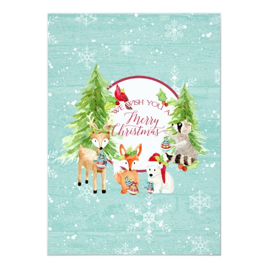 Woodland Forest Merry Christmas Modern Photograph Card