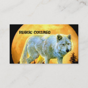 woodland forest moonlight full moon wolf business card
