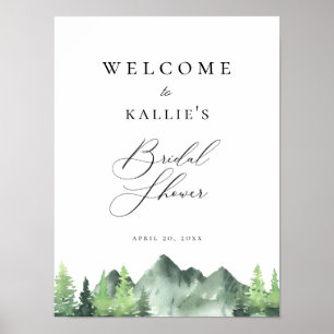 Woodland Forest Mountain Bridal Shower Welcome Poster