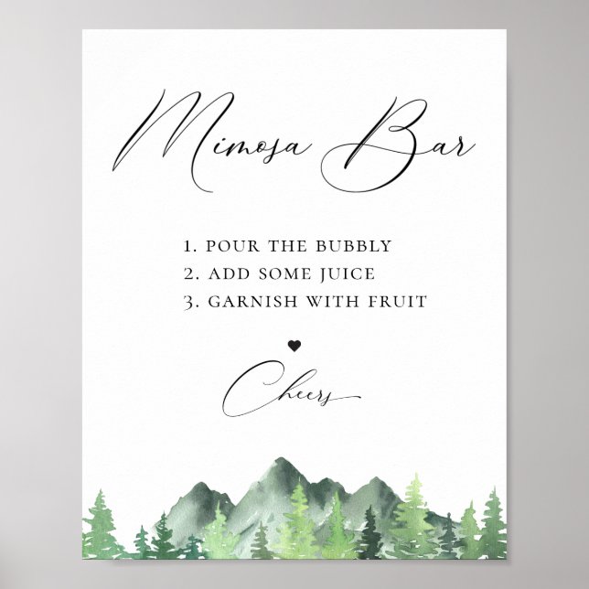 Woodland Forest Mountain Mimosa Bar Poster (Front)