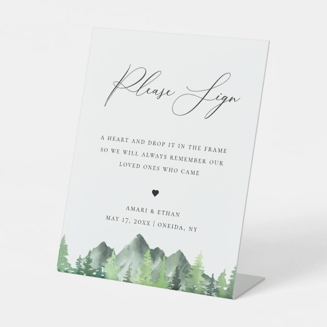 Woodland Forest Mountain Pedestal Sign (Front)