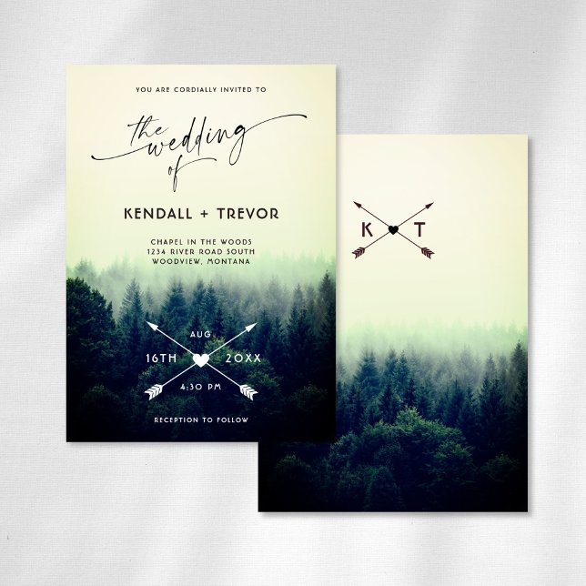 Woodland Forest Mountains Trees Wedding Invitation (Creator Uploaded)