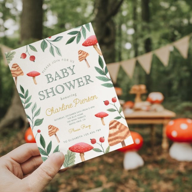 Woodland forest mushroom Baby Shower Invitation (Creator Uploaded)