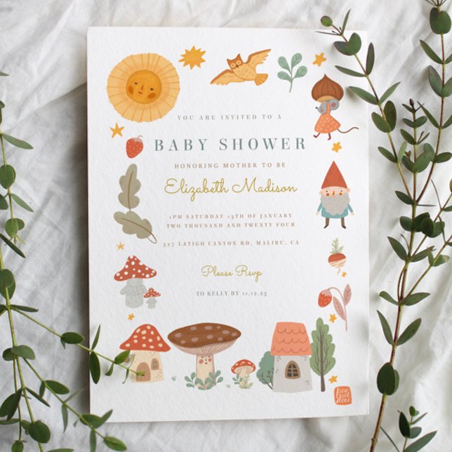 Woodland forest mushroom Baby Shower Invitation (Creator Uploaded)