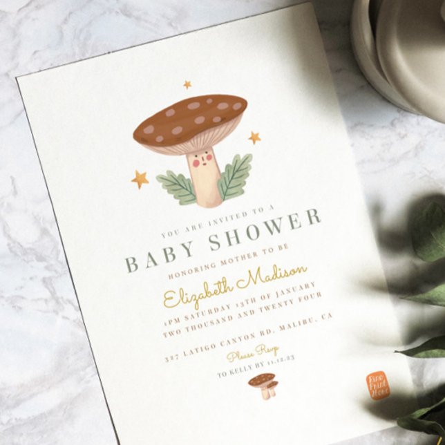Woodland forest mushroom Baby Shower Invitation (Creator Uploaded)