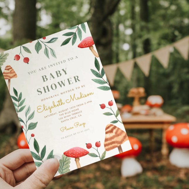 Woodland forest mushroom Baby Shower Invitation (Creator Uploaded)