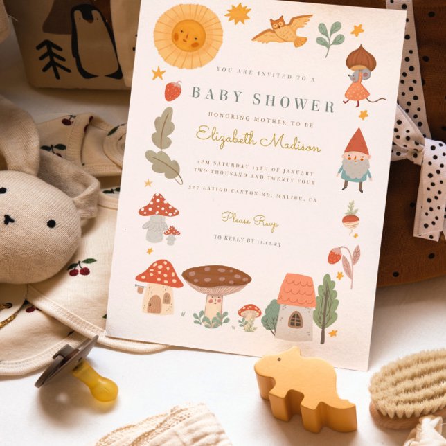Woodland forest mushroom Baby Shower Invitation (Creator Uploaded)