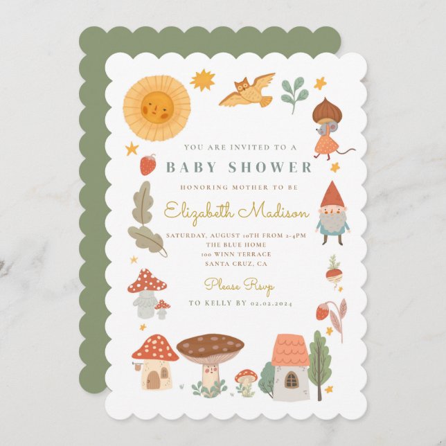 Woodland forest mushroom Baby Shower Invitation (Front/Back)