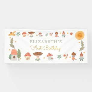 Woodland forest mushroom  Birthday Banner