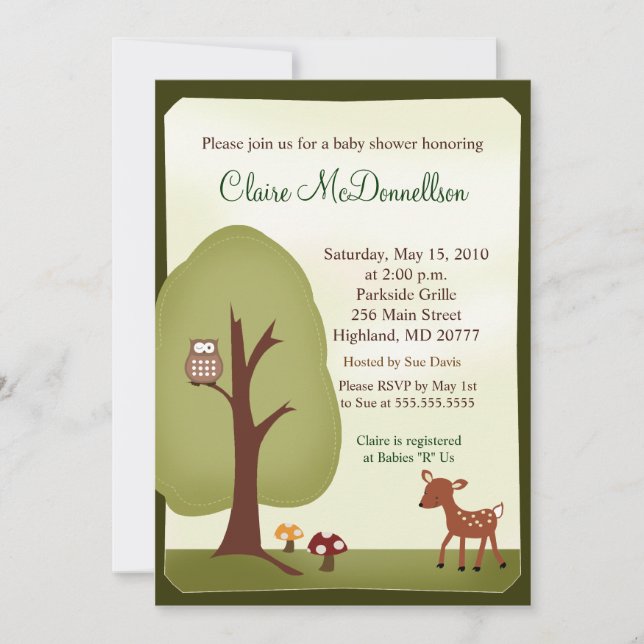Woodland Forest Nature 5x7 Baby Shower Invitation (Front)