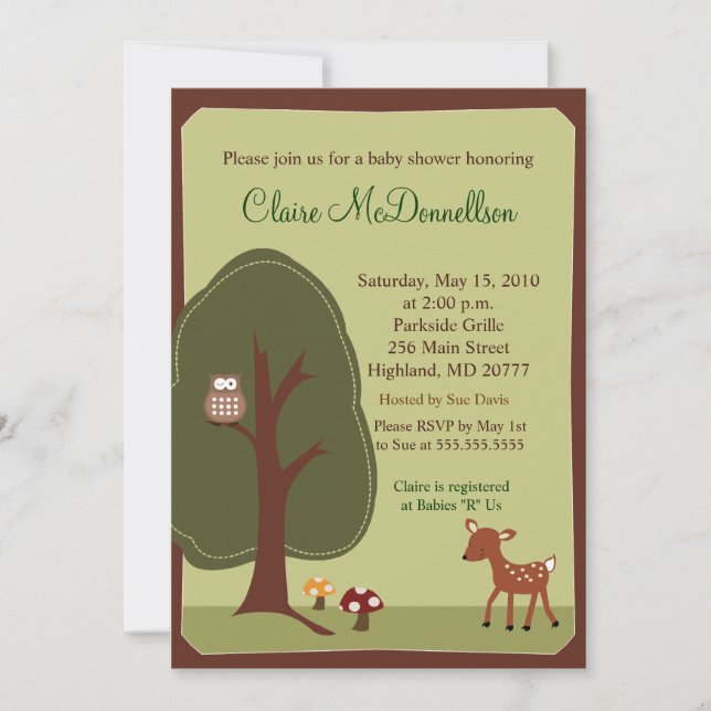 Woodland Forest Nature 5x7 Baby Shower Invitation (Front)