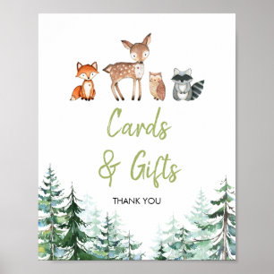 Woodland Forest Oh Boy Baby Shower Cards and Gifts Poster