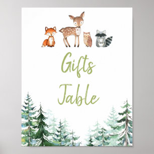 Woodland Forest Oh Boy Baby Shower Gifts Table Poster