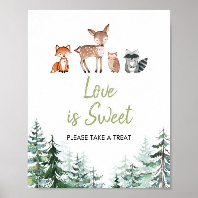 Woodland Forest Oh Boy Baby Shower Love is Sweet Poster (Front)