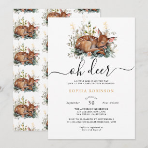 Woodland Forest Oh Deer Baby Shower  Invitation