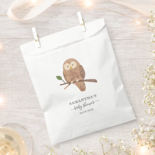Woodland Forest Owl Watercolor Baby Shower Favour Bag