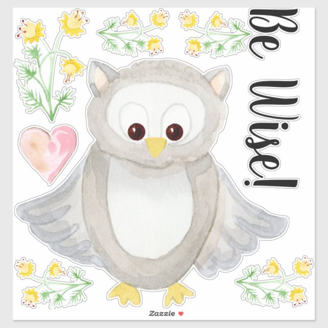 Woodland Forest Owl Watercolor Be Wise Nursery (Sheet)