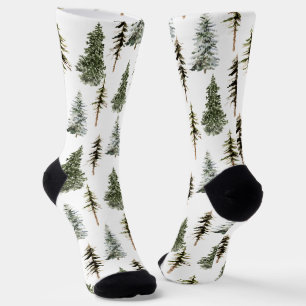 Woodland Forest Pine Spruce Trees Socks