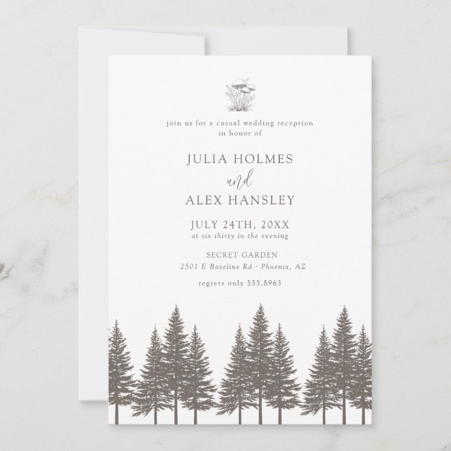 Woodland Forest Pine Tree | Rustic Casual Wedding Invitation (Front)
